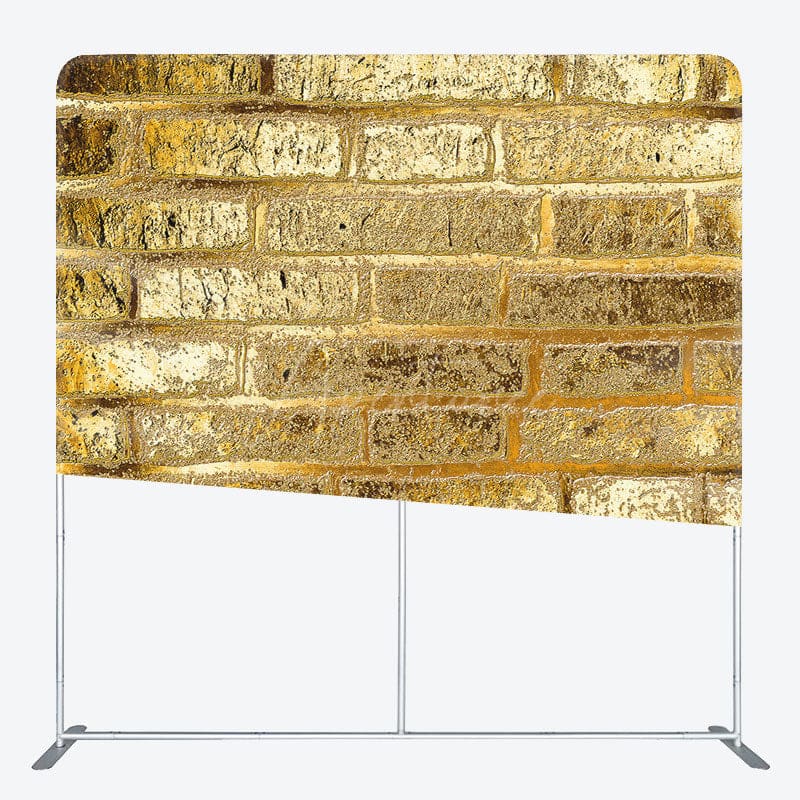 Aperturee - Aperturee Retro Gold Bricks Wall Photo Square Tension Backdrop