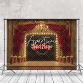 Aperturee - Aperturee Retro Gold Stage Red Curtain stage Photo Backdrop