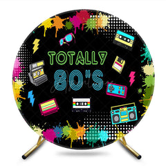 Aperturee - Aperturee Retro Graffiti Wall 80s Circle Birthday Backdrop