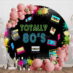 Aperturee - Aperturee Retro Graffiti Wall 80s Circle Birthday Backdrop