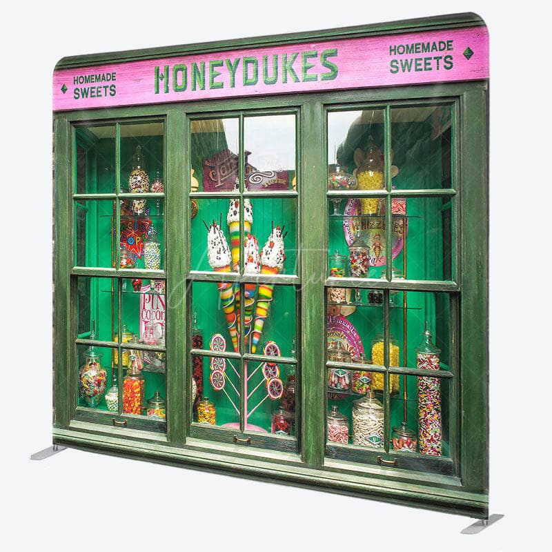 Aperturee - Aperturee Retro Green Candy Shop Honeydukes Square Backdrop
