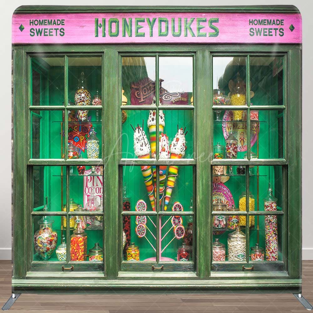 Aperturee - Aperturee Retro Green Candy Shop Honeydukes Square Backdrop