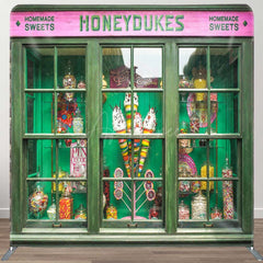 Aperturee - Aperturee Retro Green Candy Shop Honeydukes Square Backdrop
