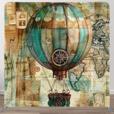 Aperturee - Aperturee Retro Green Hot Air Balloon Square Tension Backdrop