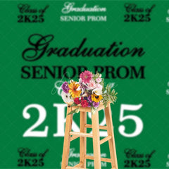 Aperturee - Aperturee Retro Green Step And Repeat Congrats Grad Backdrop