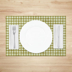 Aperturee - Aperturee Retro Green White Plaid Dining Set of 4 Placemats