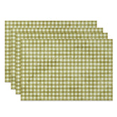 Aperturee - Aperturee Retro Green White Plaid Dining Set of 4 Placemats