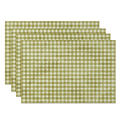 Aperturee - Aperturee Retro Green White Plaid Dining Set of 4 Placemats