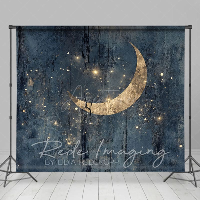 Aperturee - Aperturee Retro Grey Gold Mystical Moon Fine Art Photo Backdrop
