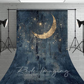 Aperturee - Aperturee Retro Grey Gold Mystical Moon Fine Art Sweep Backdrop