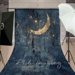 Aperturee - Aperturee Retro Grey Gold Mystical Moon Fine Art Sweep Backdrop