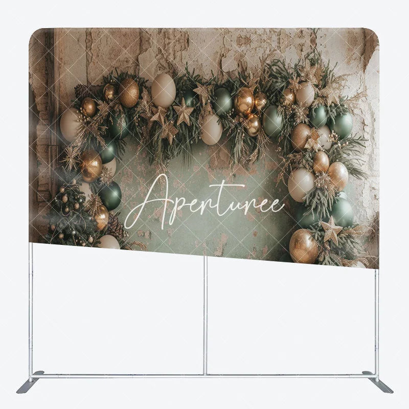 Aperturee - Aperturee Retro Grey Green Wall Christmas Pillow Case Backdrop