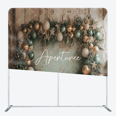 Aperturee - Aperturee Retro Grey Green Wall Christmas Pillow Case Backdrop