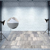 Aperturee - Aperturee Retro Grey White Paving Stones Fabric Floor Mat