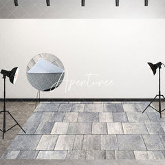 Aperturee - Aperturee Retro Grey White Paving Stones Fabric Floor Mat