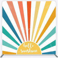 Aperturee - Aperturee Retro Hello Sunshine Tension Fabric Backdrop Boho Rainbow Sunbeam Baby Shower Birthday Decorations
