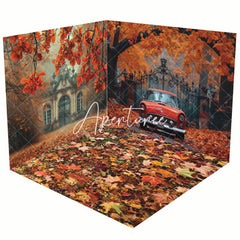 Aperturee - Aperturee Retro House Maple Forest Car Autumn Room Set Backdrop