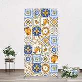 Aperturee - Aperturee Retro Mediterranean Lemon Bridal Shower Rectangle Backdrop