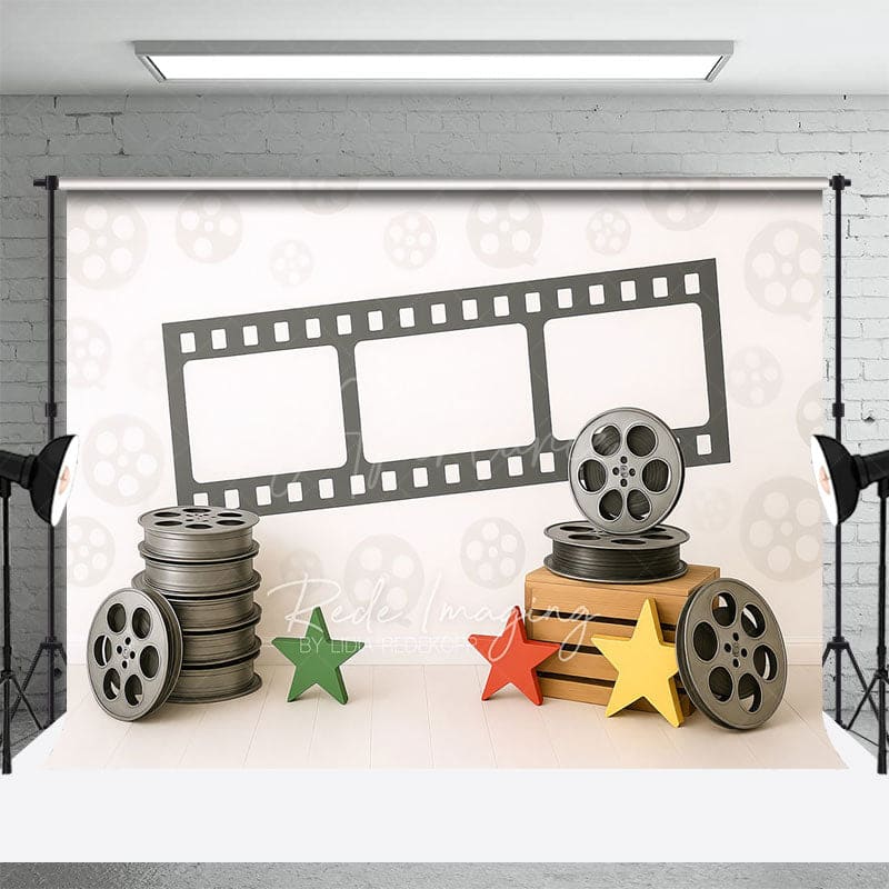 Aperturee - Aperturee Retro Movie Theme Sweet Star Cake Smash Backdrop