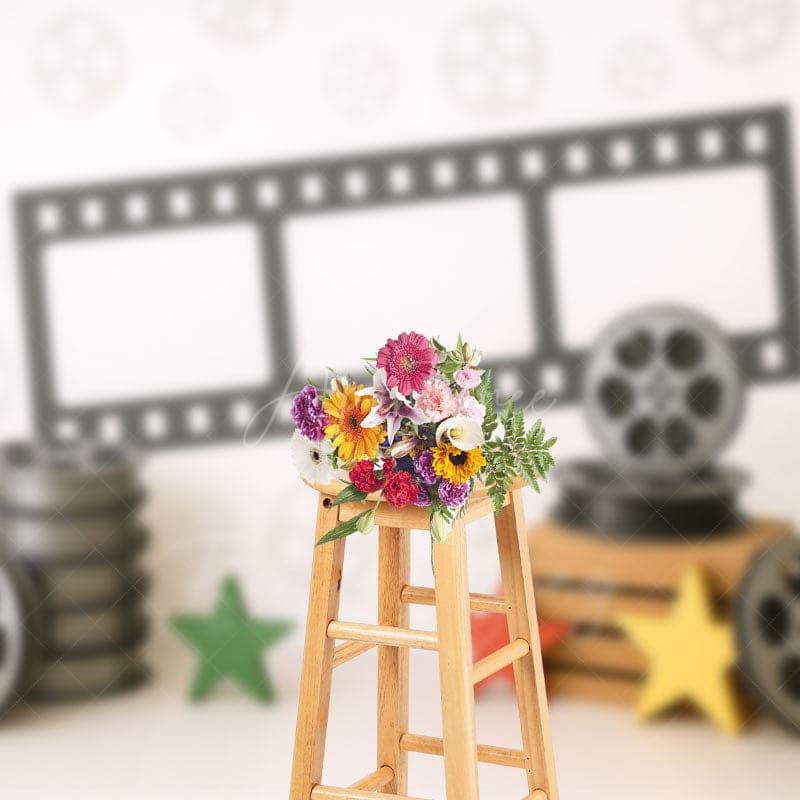 Aperturee - Aperturee Retro Movie Theme Sweet Star Cake Smash Backdrop