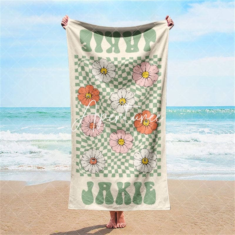 Aperturee - Aperturee Retro Multi Style Personalized Beach Towel Gift