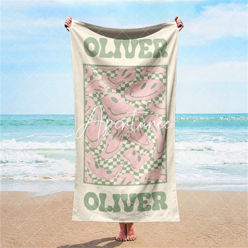 Aperturee - Aperturee Retro Multi Style Personalized Beach Towel Gift