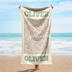 Aperturee - Aperturee Retro Multi Style Personalized Beach Towel Gift