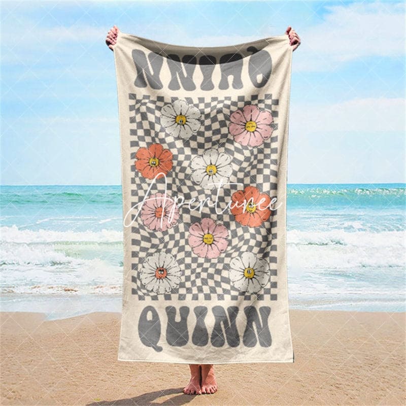 Aperturee - Aperturee Retro Multi Style Personalized Beach Towel Gift