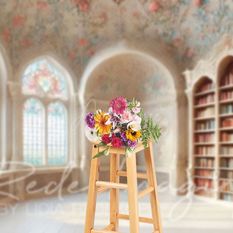 Aperturee - Aperturee Retro Mural Fancy Room Bookshelf Window Photo Backdrop