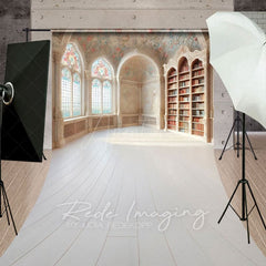 Aperturee - Aperturee Retro Mural Fancy Room Bookshelf Window Sweep Backdrop