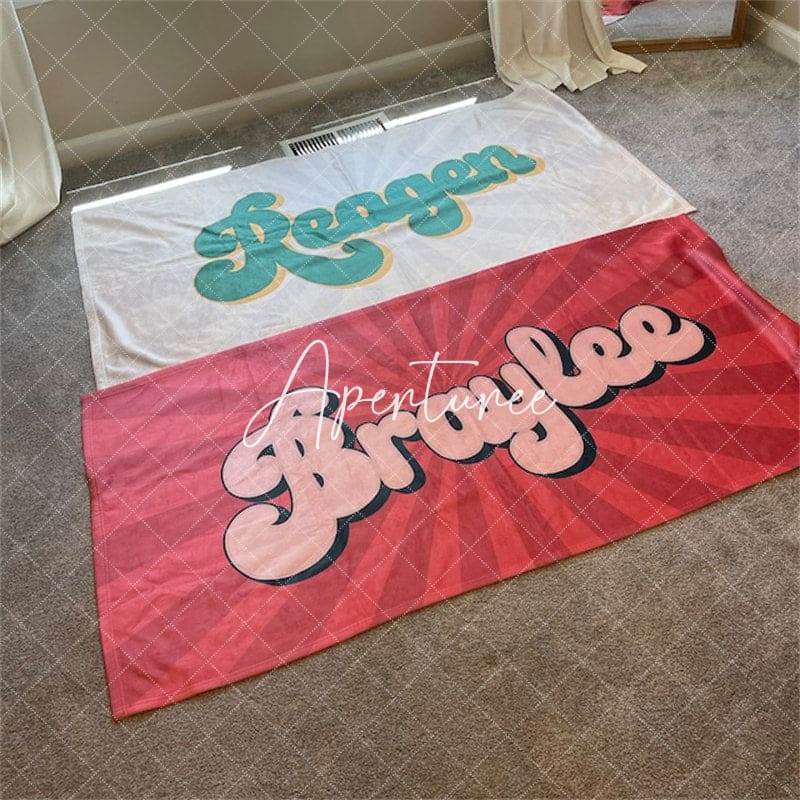 Aperturee - Aperturee Retro Name Beach Towel for Bachelorette Party Gift