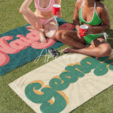 Aperturee - Aperturee Retro Name Beach Towel for Bachelorette Party Gift