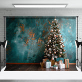 Aperturee - Aperturee Retro Old Style Wall Christmas Tree Holiday Backdrop