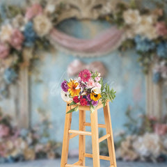 Aperturee - Aperturee Retro Old Style Wall Floral Bow Wedding Backdrop