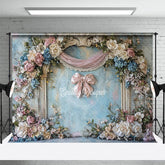 Aperturee - Aperturee Retro Old Style Wall Floral Bow Wedding Backdrop
