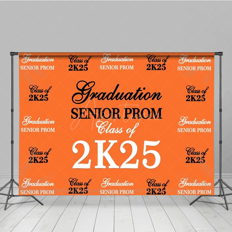 Aperturee - Aperturee Retro Orange Step And Repeat Congrats Grad Backdrop