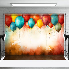 Aperturee - Aperturee Retro Painted Balloons Wood Floor Combo Set Backdrop