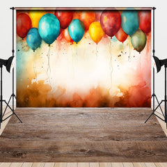 Aperturee - Aperturee Retro Painted Balloons Wood Floor Combo Set Backdrop