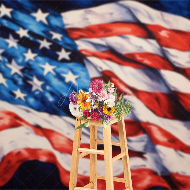 Aperturee - Aperturee Retro Painted Usa Flag Independence Day Backdrop