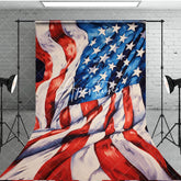 Aperturee - Aperturee Retro Painted Usa Flag Independence Day Sweep Backdrop