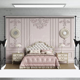 Aperturee - Aperturee Retro Pink Bedroom Headboard Photography Backdrop