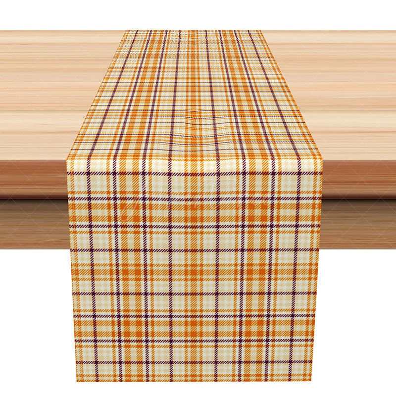 Aperturee - Aperturee Retro Plaid Table Runner with Fresh Warm Color Vibe for Old Style Farmhouse and Kitchen Table Decor