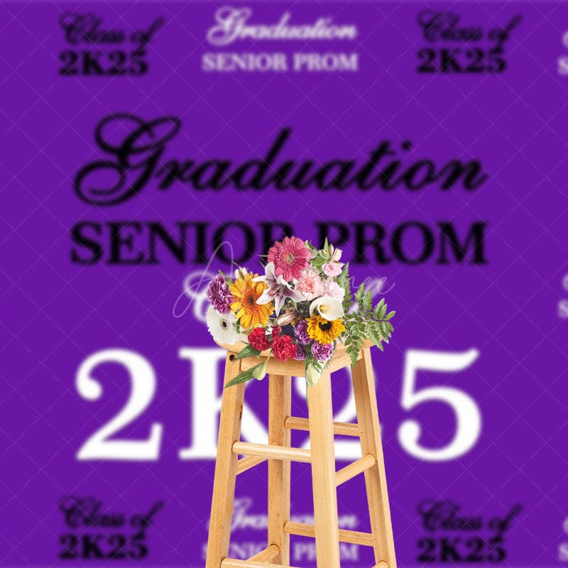 Aperturee - Aperturee Retro Purple Step And Repeat Congrats Grad Backdrop