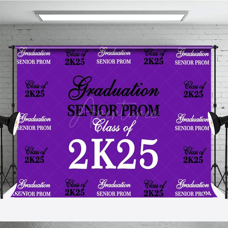 Aperturee - Aperturee Retro Purple Step And Repeat Congrats Grad Backdrop