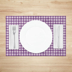 Aperturee - Aperturee Retro Purple White Plaid Dining Set of 4 Placemats