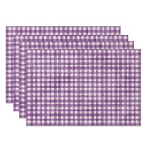Aperturee - Aperturee Retro Purple White Plaid Dining Set of 4 Placemats