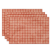 Aperturee - Aperturee Retro Red White Plaid Dining Set of 4 Placemats