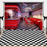 Aperturee - Aperturee Retro Restaurant Chessboard Rug Combo Set Backdrop