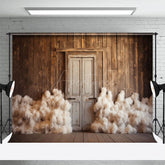 Aperturee - Aperturee Retro Rustic Barn Door Kapok Pile Photo Backdrop