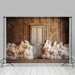 Aperturee - Aperturee Retro Rustic Barn Door Kapok Pile Photo Backdrop